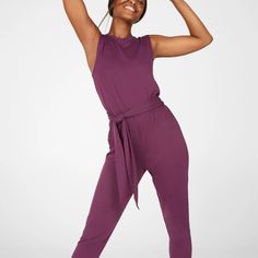 Flash Sale Fabletics Carli Jumpsuit Chic Stretch Jumpsuits And Rompers For Workout, Chic Summer Activewear For Loungewear, Chic Summer Loungewear Activewear, Purple Sleeveless Jumpsuits And Rompers For Loungewear, Purple Sleeveless Jumpsuits For Loungewear, Chic Summer Yoga Activewear, Purple Stretch Jumpsuits And Rompers For Loungewear, Sleeveless 4-way Stretch Loungewear Activewear, Flash Sale