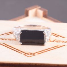 "Onyx ring, Black stone ring, Men ring silver, Handsome ring, Square ring men, Black onyx ring, Signet ring, Silver signet ring Unique silver ring for men, that works well for all occasions, styles, and ages. You will love it! WE OFFER UNLIMITED PERIOD INSTALLMENTS PLAN Ring information: Stone: Onyx Approximate size:12x8mm Metal type: Silver Metal stamp: 925 Sterling Silver Customization / Replacements It's easy to create jewelry that's perfect for you. Change the materials to suit your style an Black Rectangular Stone Ring For Anniversary, Black Rings With Rectangular Stone For Anniversary, Stone Ring Men, Men Ring Silver, Signet Ring Silver, Ring Black Stone, Unique Silver Rings, Black Stone Ring, Ring Square