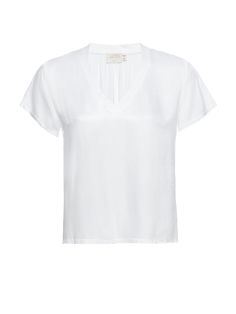 The V neck version of your favorite white tee with a laid-back ribbed neckband. Sexy, effortless, and already a classic. | Women's June Short Sleeve Top in White | Ethical Essentials Relaxed Fit Everyday T-shirt, Sleek V-neck Top For Summer, Sleek Solid Color Tops For Everyday Wear, Sleek Solid Color Tops For Everyday, Sleek Solid Color Everyday Tops, Sleek White Summer Tops, Sleek Everyday Solid Color Tops, Elegant Summer Everyday T-shirt, Sleek Short Sleeve Summer Tops