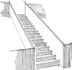 a drawing of some stairs going up and down