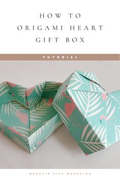 an origami heart gift box is shown with the instructions to make it