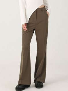 Editorâs notesThis is AVANDRESSâs clean and neat boot-cut slacks pants with a basic design that allows versatile styling for any look. The boot-cut style adds a touch of femininity to the outfit  and the design and material contribute to a more formal look.- You can mix and match these pants with various styles of tops for versatile styling- It's suitable for both formal and daily wear- Depending on your style  it can be worn throughout the seasons- Side pocke Flare Workwear Pants, Classic Flare Wide Leg Pants For Business Casual, Classic Flare Workwear Bottoms, Classic Flare Pants For Business Casual, Flare Dress Pants For Business Casual In Fall, Classic Flare Wide Leg Work Pants, Classic Flare Wide Leg Pants For Work, Classic Flare Pants For Office, Classic Flare Business Casual Pants