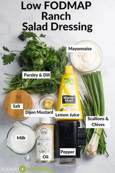 ingredients to make low fodmap ranch salad dressing