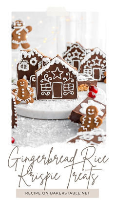 gingerbread rice krispe treats recipe on bakestable net with text overlay