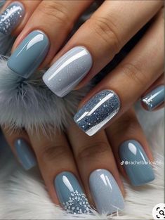 Jill Aesthetic, Nails Invierno, Manicure Nail Designs, Fall Gel Nails, Silver Nail, Fancy Nails Designs, Her Nails, Makijaż Smokey Eye, July Nails