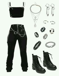 Dark Grunge Outfits, Cute Emo Outfits, Emo Accessories, Emo Outfits, Punk Outfits, One Love