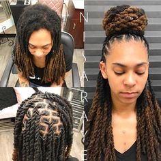 The Hair Kulture on Instagram: “Before & After | Loc retwist, double strand & top bun♥️ * * Follow @thehairkulture and @nisaraye for more. * * * * * * *…” Loc Two Strand Twist Styles, Loc Two Strand Twist, Long Dreadlock Styles For Women, Dreadlocks Styles For Women, Two Strand Twist Styles, Loc Retwist, Top Bun