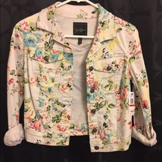 Jean Jacket By Jessica Simpson. Size Xs But Fits Like A Small. Brand New. Perfect For Winter. Trendy Floral Print Outerwear For Spring, Cream Cotton Outerwear For Spring, Trendy Cream Outerwear For Spring, Cream Floral Print Outerwear For Fall, Trendy Floral Print Spring Outerwear, Trendy Cream Outerwear For Summer, Trendy Cream Summer Outerwear, Cream Floral Print Outerwear For Spring, Spring Cream Outerwear With Floral Print