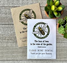 A brown and white seed packet with a honey bee in a circle and a quote about bees. Custom Seed Packets, Seed Packets Favors, Seed Favors, Unique Party Favors, Seed Pack, Bee Friendly, Thank You Customers, Logo Text, Wildflower Seeds