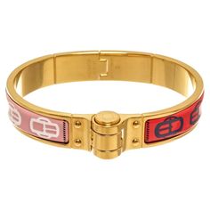 Hermes gold hardware Charniere bangle with multicolor pattern, hinge, and a click closure. 84994MSC Gold Hardware, Metallica, Bangle Bracelets, Jewelry Bracelets, Bangles, Bracelet, Pattern, Gold, Jewellery Bracelets