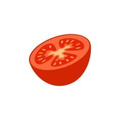 a tomato cut in half on a white background