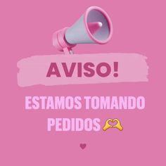 a pink background with an image of a bullhorn and the words aviso estamos