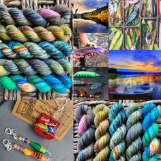 there are many different colored yarns in this collage