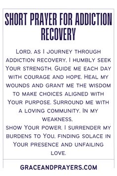 a prayer card with the words, short prayer for addition recovery