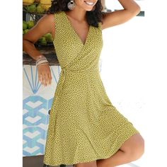 Women's Sleeveless V Neck Polka Dot Wrap Around Dress | eBay Beach Dresses Summer Bohemian, Bohemian Beach Dress, Bohemian Summer Dresses, Beach Dress Summer, Bohemian Dress, Celebrity Dresses, Types Of Skirts, Dot Dress, Polka Dot Dress