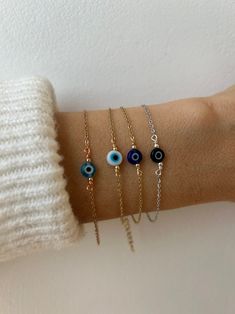 Evil Eye Bracelet. Evil Eye Chain Bracelet. Simple Evil Eye Bracelet. Greek Mati Bracelet. Protection Bracelet. Gold, Silver, Rose Gold - Etsy Cyprus Elegant Everyday Evil Eye Bracelet, Minimalist Silver Evil Eye Bracelet, Dainty Silver Evil Eye Bracelet, Minimalist Evil Eye Bracelet For Everyday, Dainty Handmade Silver Evil Eye Bracelet, Silver Dainty Handmade Evil Eye Bracelet, Dainty Evil Eye Bracelet With Adjustable Chain, Evil Eye Bracelet For Everyday Wear, Handmade Dainty Silver Evil Eye Bracelet