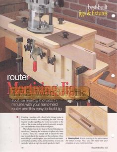 an advertisement for router morting jig with instructions on the front and back