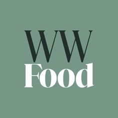 the ww food logo is shown in black and white on a light green background