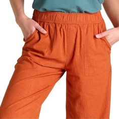 This wide-leg style feels just as cool as it looks. The linen-like Taj Hemp Pant is made with a hemp-blend fabric with just the right amount of stretch, making it ideal for an active day on the town or a laid-back afternoon at home. Comfortable Linen Wide Leg Pants With Elastic Waistband, Casual Linen High-waisted Wide Leg Pants, Casual Linen Wide Leg Pants, Casual Flax-colored Cotton Bottoms, Comfortable Linen Wide-leg Pants, Casual Cotton Bottoms In Flax Color, Comfortable Wide-leg Linen Pants, Comfortable Ankle-length Linen Wide Leg Pants, Casual Linen Wide-leg Pants