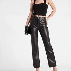 Never Worn Size 0 Leather Pants. Hits Ankle Length For Me (5’2”). Pants Color, Straight Pants, Ankle Length, Snake Skin, Pant Jumpsuit, Leather Pants, Straight Leg, Pants For Women, High Waisted