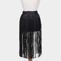 Style No : [322591] Color : Black Theme : Fringe Size : One Size Fits Most Adjustable Shorts Not Included Long Metallic Yarn Fringe Pu Leather Belt Never Worn.New Punk Faux Leather Skirt For Night Out, High Waist Faux Leather Skirt For Party, Black Pleated Faux Leather Mini Skirt, Black Faux Leather Skirt For Club, Black Punk Mini Skirt For Festival, Black Faux Leather Mini Skirt For Club, Punk Style Black Mini Skirt For Festival, Black Rock Mini Skirt For Festival, Black Fringe Mini Skirt For Spring