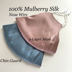 "- 100% Natural Mulberry Silk fabric for sensitive skins - This Silk Face Mask is the highest in quality and benefits. - Hypoallergenic; natural fiber silk is agreeable for allergies and sensitive skin. - 100% Mulberry Silk Grade 6A 19mm - 2 layers (front and back of mask) plus two additional filter fabric interfacing layers ironed inside which totals 4 layers - No pocket, or filter needed with 2 additional inner interfacing filter layers ironed inside - Fits snug with nose wire and chin guard. Thank You Wishes, Silk Mask, Silk Face Mask, Mulberry Silk Fabric, Wide Face, Layer Mask, Ear Loop, Mulberry Silk, Silk Fabric