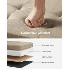 an image of someones foot on the back of a couch with instructions for how to use it