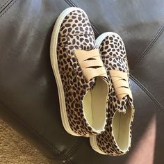 Brand New Cheetah Print Slip On Sneakers Casual Brown Sneakers For Summer, Casual Brown Summer Sneakers, Comfortable Brown Summer Sneakers, Comfortable Brown Sneakers For Spring, Trendy Brown Sneakers For Spring, Spring Leopard Print Slip-on Sneakers, Tan Brown, Cheetah Print, Slip On Sneakers