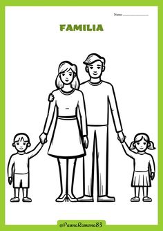 a family is holding hands with the word famila in green and white on it