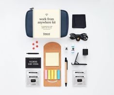 the work from anywhere kit is laid out on a white surface