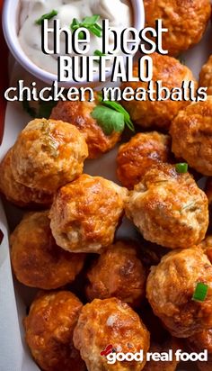 the best buffalo chicken meatballs with ranch dressing