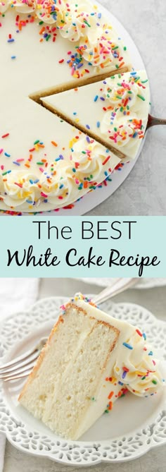 the best white cake recipe with frosting and sprinkles