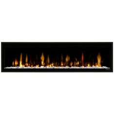 an electric fireplace with bright flames