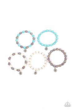 Christmas bracelets in assorted colors. Featuring dainty silver snowflake charms, the wintry stretchy bracelets vary in the iridescent glacial shade of white.

 Sold as one stretch bracelet. Snowflake Bracelet, Bracelet Pack, Holiday Snowflakes, Bracelet Kits, Kids Bracelets, Silver Snowflakes, Christmas Bracelet, Paparazzi Accessories, Stretchy Bracelets