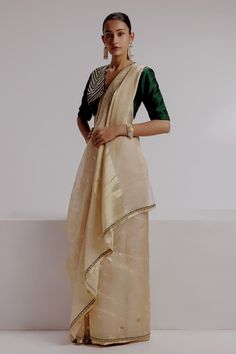 Multicolour banarasi saree featuring woven buttis and thread embroidered border. Comes with embroidered blouse and petticoat. - Aza Fashions Elegant Semi-stitched Cotton Silk Choli, Formal Saree With Resham Embroidery For Navratri, Traditional Formal Chanderi Pre-draped Saree, Chanderi Pre-draped Saree With Zari Work For Formal Events, Formal Pre-draped Resham Embroidery Saree For Navratri, Traditional V-neck Blouse With Zari Work, Formal Saree With Resham Embroidery For Diwali, Formal Resham Embroidery Saree For Diwali, Elegant Wedding Blouse With Zari Weaving