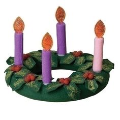 Fabric Advent Wreath with Candles and Holly - The Country Christmas Loft Christmas Reflections, Advent Wreath Candles, Christmas Advent Wreath, Purple Candles, Christmas Wreaths & Garlands, Candle Wreaths, Advent Candles, Advent Wreath, Christmas Wonderland