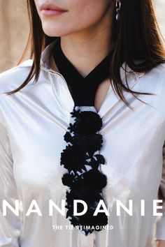 | NANDANIE The Embroidered Floral Petite Tie is in now available for preorder on our website! | Photography by Liya Geldman and modeled by Violetta Shekalova #fashioninspo #womensties #springfashion Elegant Fitted Neckwear For Spring, Elegant Standard Tie For Spring, Elegant Spring Neckwear For Black Tie Occasions, Elegant Spring Black Tie Neckwear, Elegant Neckwear For Black Tie Events In Spring, Elegant Summer Neckwear For Black Tie Events, Womens Ties, Website Photography, Womens Tie