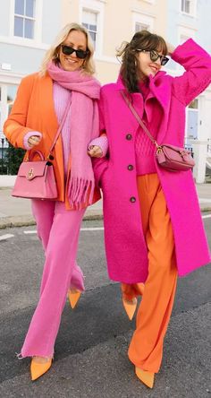 Colorful Winter Fashion, 10 Winter Outfits, Orange Outfits, Color Combos Outfit, Street Style Fall Outfits, Color Blocking Outfits, Spring Capsule Wardrobe