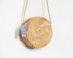 Round Straw bag with tassel,ribbon round bag boho shoulder bag woven basket bag crossbody bag wicker Tropical Bedroom, Yellow Basket, Boho Shoulder Bag, Round Straw Bag, Basket Drawing, Bag With Tassel, Basket Quilt, Wicker Bags, Bohemian Summer