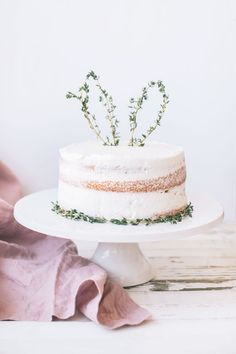 a white cake sitting on top of a table