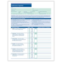 the performance appraid form is shown in blue and white, with an arrow pointing to