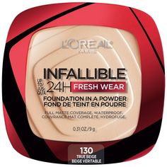 Demand more from longwear! Infallible up to 24hr fresh wear foundation-in-a-powder covers like a liquid a mattifies with no cakey look. The weightless powder texture gives full coverage and a natural, matte finish that looks fresh hour after hour. The formula feels breathable and weightless leaving skin feeling comfortable for up to 24hrs. With a blurring effect and all day matte finish, this powder evens skin tone with no transfer. It is waterproof, heatproof and sweatproof. Available in 16 sha Base Loreal, Maybelline Fit Me Powder, Infallible Foundation, Infallible Pro Matte, Pressed Powder Foundation, Loreal Infallible, Loreal Paris Infallible, Matte Powder, Foundation Makeup