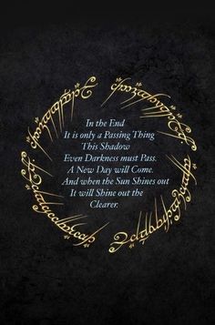 the lord's ring in gold on black background with quote from harry potters