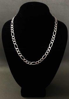 This is classic Italy 925 Sterling Silver Figaro Wide Chain Necklace- in very good vintage condition. Necklace stamp the mark "925 Italy" on clasp. Length: 20" (50.8 cm) length with clasp;   Chain width: 5/16" (7.93 mm) Weight:  31 grams (1 troy oz)  Please carefully review the item description and accompanying pictures before making a purchase, as we do not offer a return or exchange policy. If you have any questions or require assistance, please do not hesitate to reach out to us.  Check my st Hammered Cuff Bracelet, Claw Necklace, Hammered Silver, Cuff Bracelet, Chains Necklace, 925 Silver, Necklace Lengths, Chain Necklace, Silver Necklace