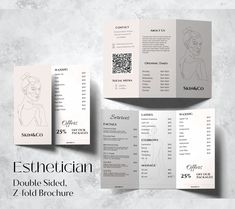 three fold brochure templates with an image of a woman's profile