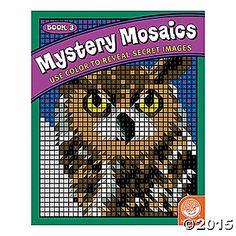 the book cover for mystery mosaics, with an image of an owl on it