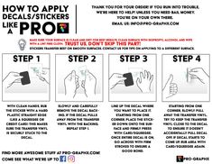 instructions for how to apply stickers like a pro