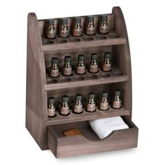 NEX™ 3 Tier Rustic Wooden Essential Oil/Nail Polish Holder with Drawer | Michaels Essential Oils Storage, Essential Oil Rack, Essential Oils Organization, Nail Polish Display, Oil Rack, Eos Products, Essential Oil Box