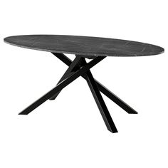 a round table with black metal legs and a marble top on an isolated white background