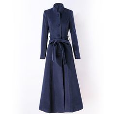 Wear this wool-blend fit & flare coat with a stand collar and a defining waist tie on a chilly day. Single-breasted button closure Stand collar Lined Fit & flare silhouette Front slant pockets Removable tie belt 50% wool and 50% polyester Dry clean Item #4890 SIZE INFO XS=US2=UK6=EU32 S=US4-6=UK8-10=EU34-36 M=US8-10=UK12-14=EU38-40 L=US12-14=UK16-18=EU42-44 Custom size can be acceptable ★★Please leave me a message with your weight, height, bust, waist, hips, arm length, and coat length you need. Winter Belted Stand Collar Outerwear, Fitted Belted Wool Coat For Winter, Belted Stand Collar Winter Outerwear, Fitted Belted Winter Pea Coat, Fitted Belted Pea Coat For Winter, Long Wool Coat Women, Fit And Flare Coat, Wool Jackets, Fall Winter Coat